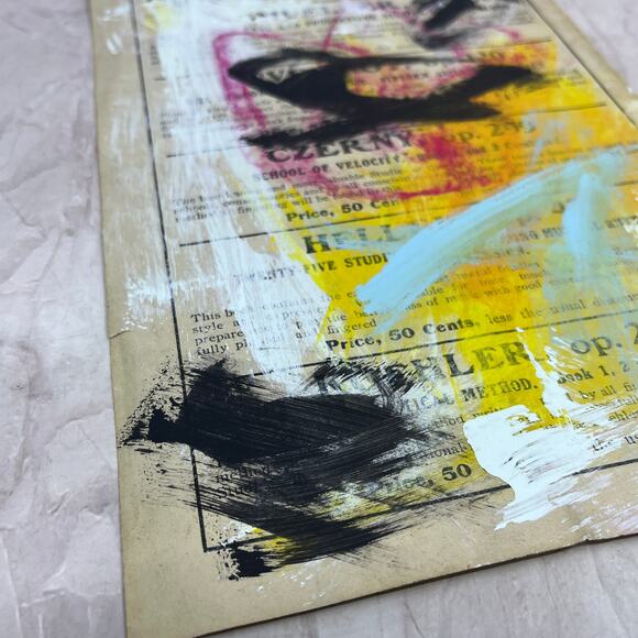 Original Abstract Art Painting "Czerny" On Sheet Music 7x10 - Picture 3 of 5